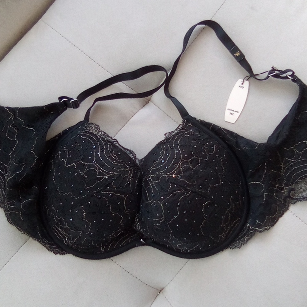 Victoria secret black padded bra 38C NWT